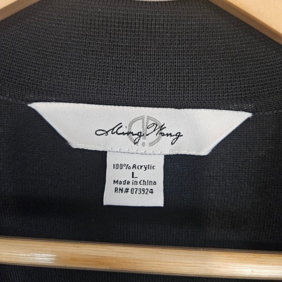 Ming Wang Womens Black Cardigan Sweater Blazer Teal Trim Buttons Size L - Picture 3 of 6